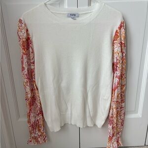 Fate White Top with Red Paisley Sleeves